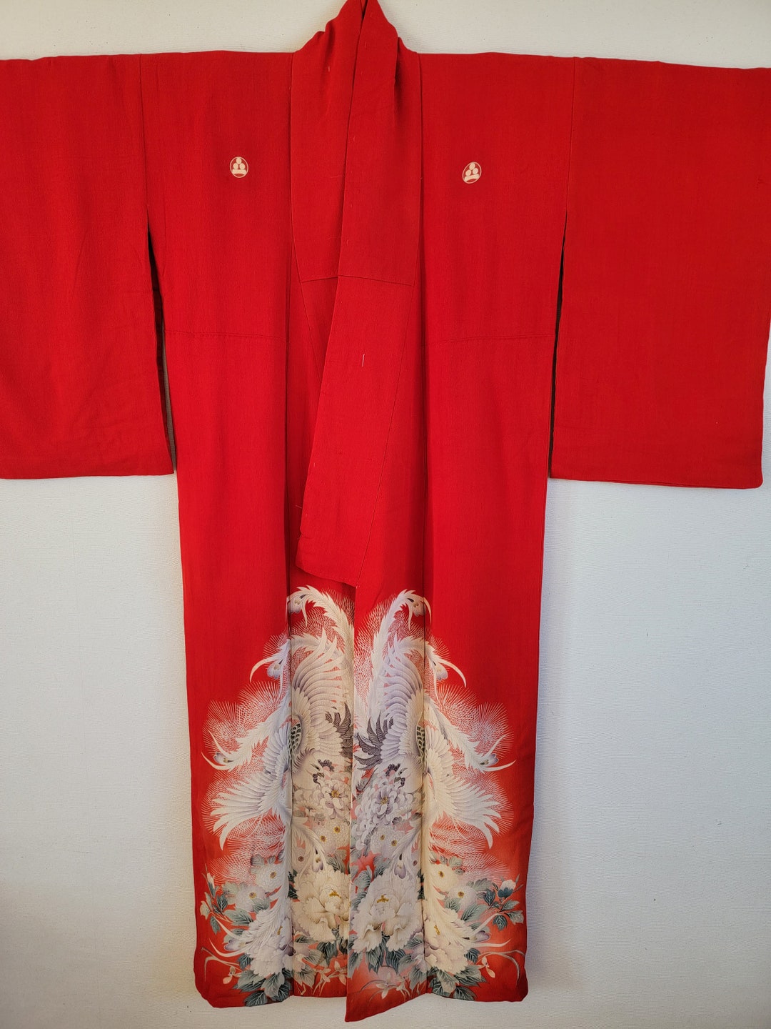 Antique Japanese Silk Kimono Robe Gown Dressinglingerie Etsy