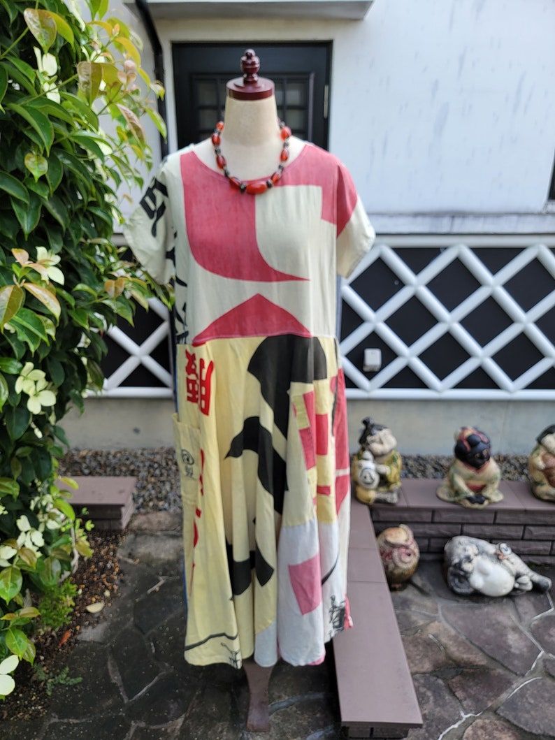 Kimono remake ,handmade ,　Flag shops Dress.