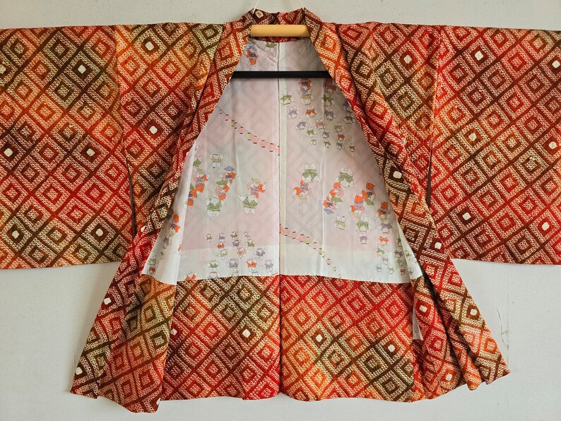 Japanese Silk KIMONO jacket haori,Shibori,KIMONO Dress,Antique15 zdjęcie 10