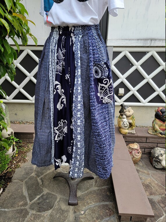 Kimono remake , handmade , yukata patch skirt Gem