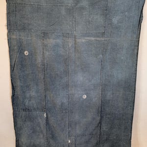 1930s Japanese Indigo Textile, Hand-Patched Boro Fabric with Circular Crest Motifs, Antique Wabi Sabi Cloth,210cm×121cm