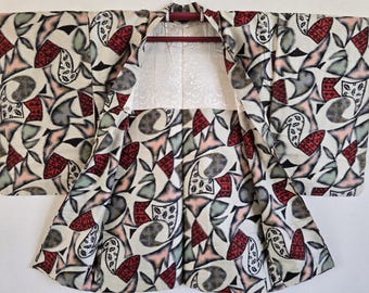 Chaqueta kimono de seda japonesa antigua haori, vestido kimono, antigüedad 65