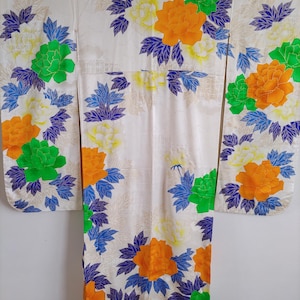 Japanese Silk KIMONO Robe ,Furisode,KIMONO Dress,Wedding KIMONO,80