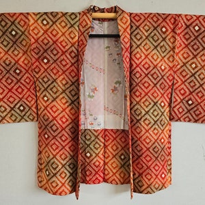 Japanese Silk KIMONO jacket haori,Shibori,KIMONO Dress,Antique15 zdjęcie 1