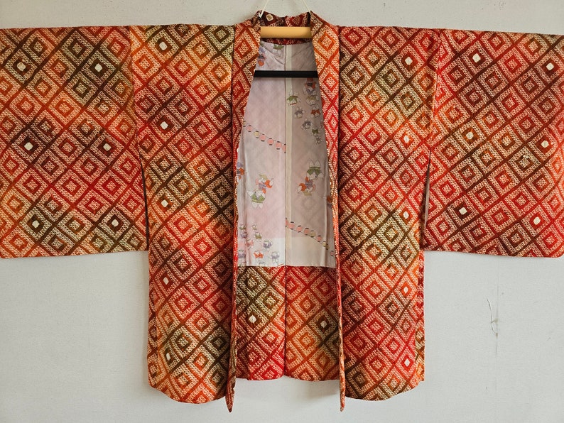 Japanese Silk KIMONO jacket haori,Shibori,KIMONO Dress,Antique15 zdjęcie 1