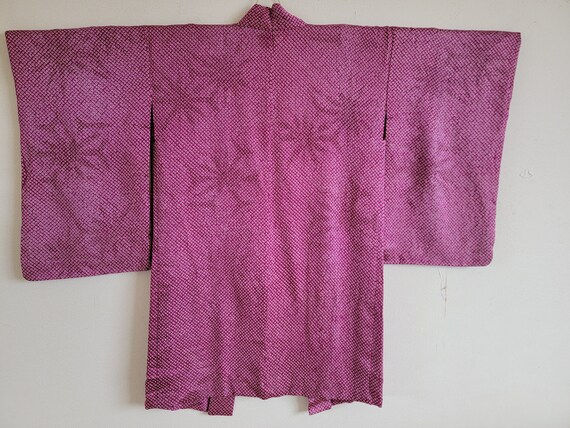 Antique Japanese Silk KIMONO Jacket Haori, Meisen… - image 6