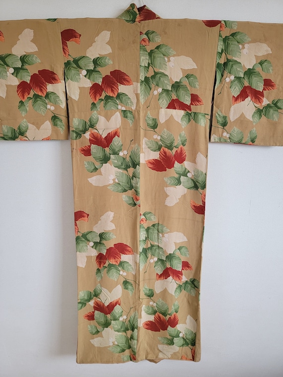 Antique Japanese Silk Kimono, gown, Dressing,Ling… - image 1