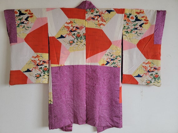 Antique Japanese Silk KIMONO Jacket Haori, Meisen… - image 2