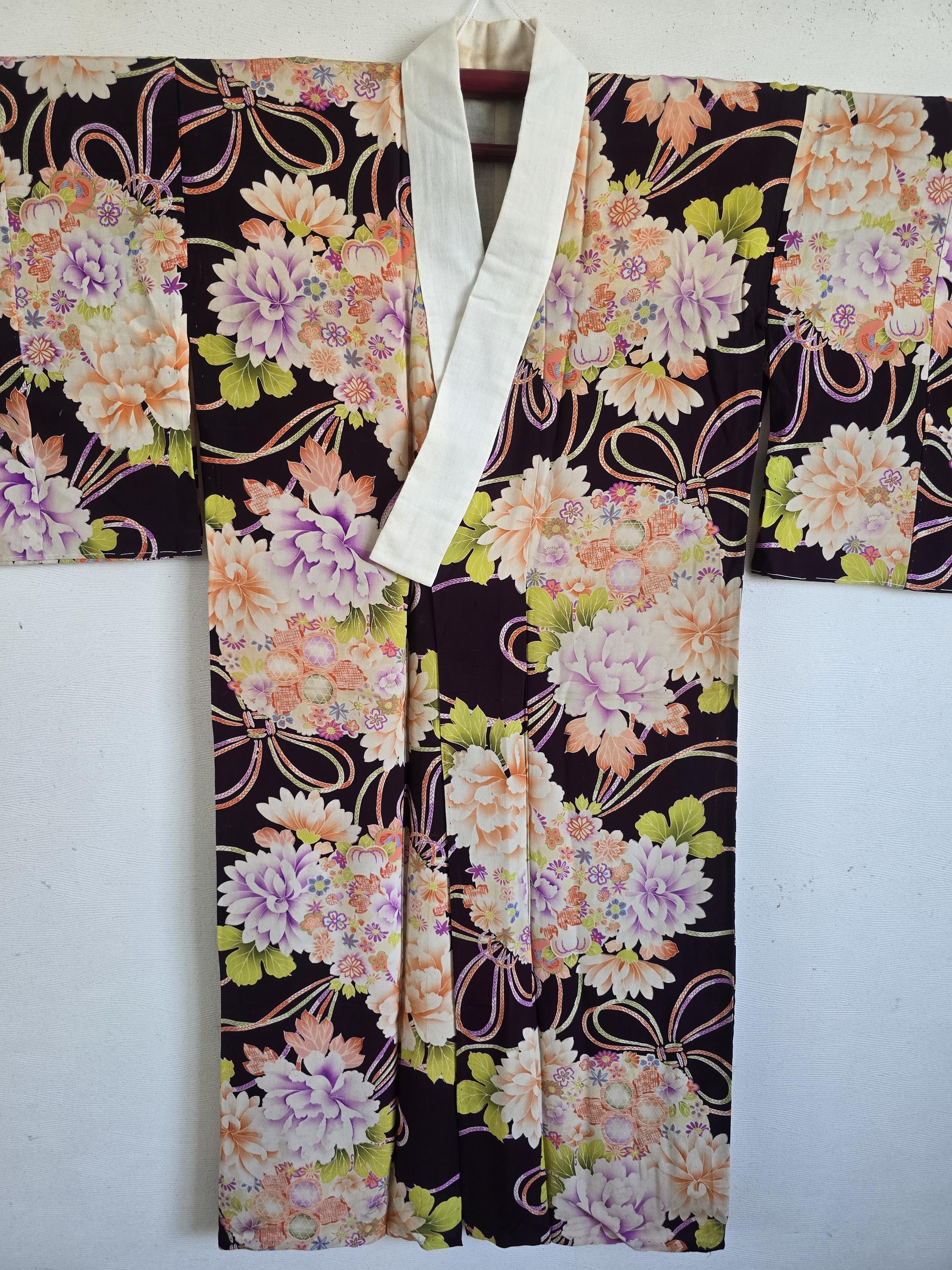 1910s,japanese Silk Kimono Juban, Gown, Dressing,lingerie
