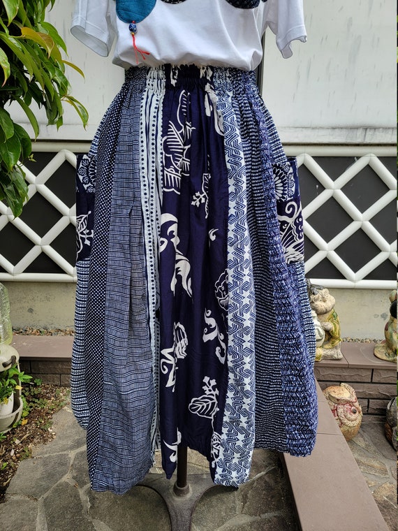 Kimono remake , handmade , yukata patch skirt Gem