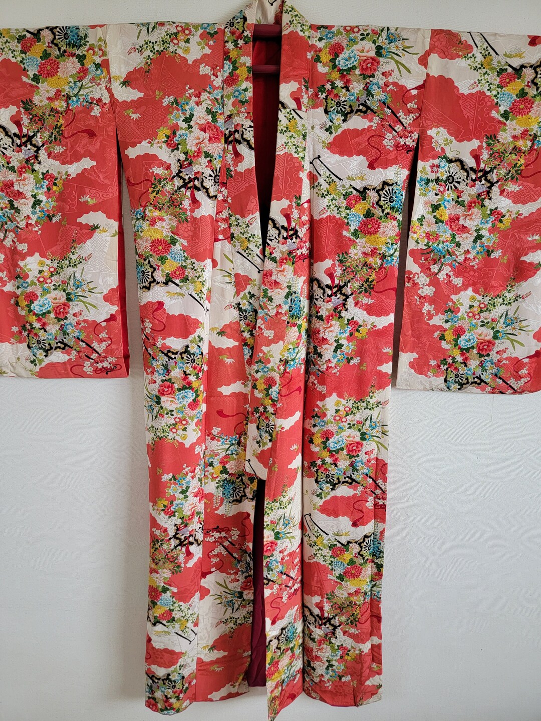 Antique Japanese Silk KIMONO Robe gown Dressinglingerie Etsy