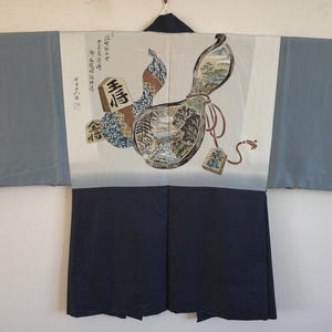 Japanese Silk Kimono Jacket Haori ,For  Men's,Vintage,  gown, KIMONO Robe,KIMONO jacket, Free Shipping　61