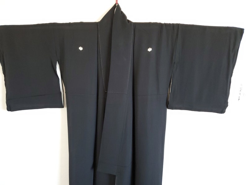 Nightwear Gown TOMESODE Dress Vintage Unused Japanese KIMONO Dressing,Lingerie Black KIMONO,Free Shipping 37 Wedding Robe