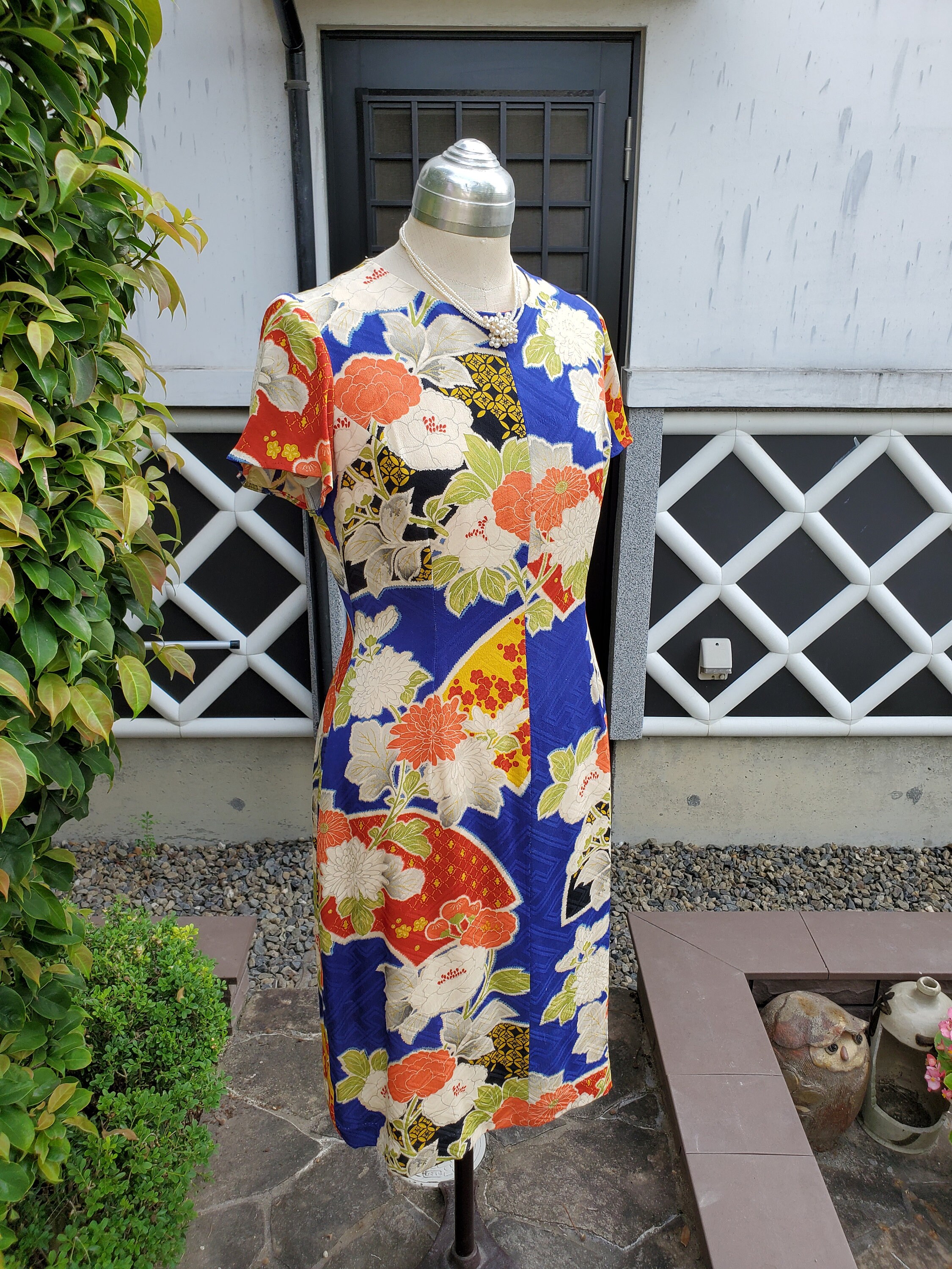 Kimono remake handmade nice pattern remake dress ,Free
