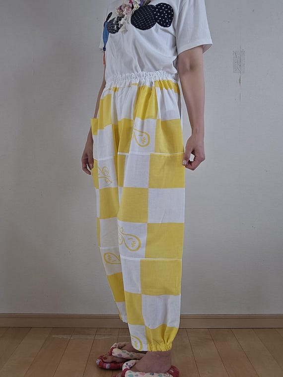 Kimono remake, Tenugui, patchwork, pants - image 2