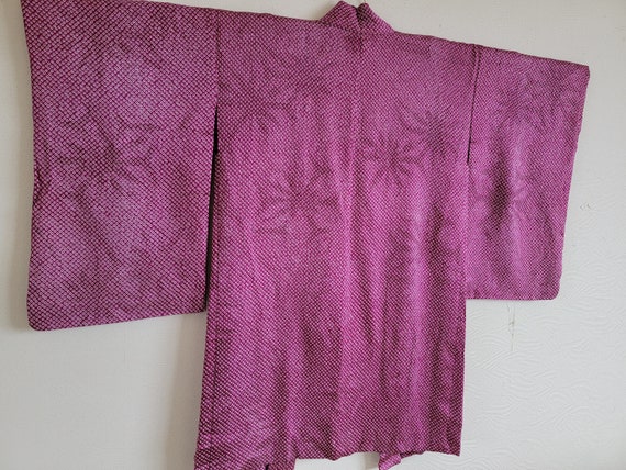 Antique Japanese Silk KIMONO Jacket Haori, Meisen… - image 7