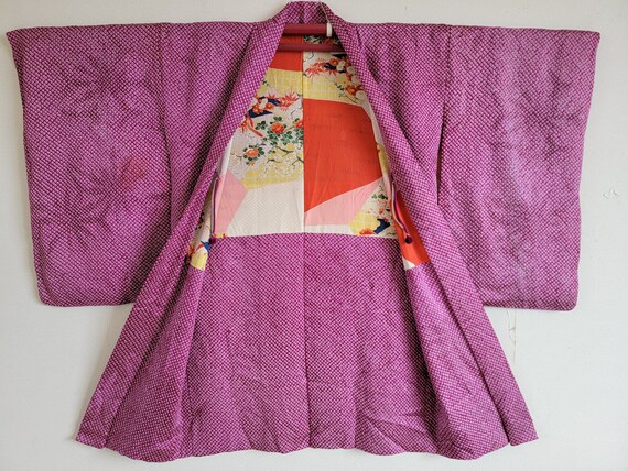 Antique Japanese Silk KIMONO Jacket Haori, Meisen… - image 10