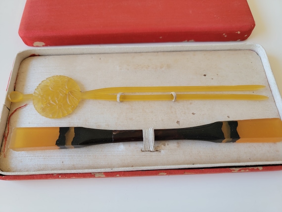 Japanese Vintage Kanzashi sticks Accessory Set of 2 excellent condition GS510 Japanese Vintage Kanzashi Sticks Accessories Set of 2 - Etsy main image 3