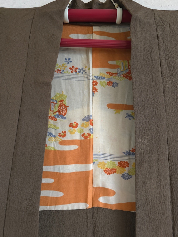 Antique Japanese Silk KIMONO Robe , Haori,Gown, D… - image 5