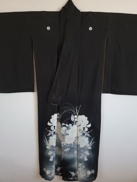 Antique Japanese Silk KIMONO Robe ,For Summer, Go… - image 1