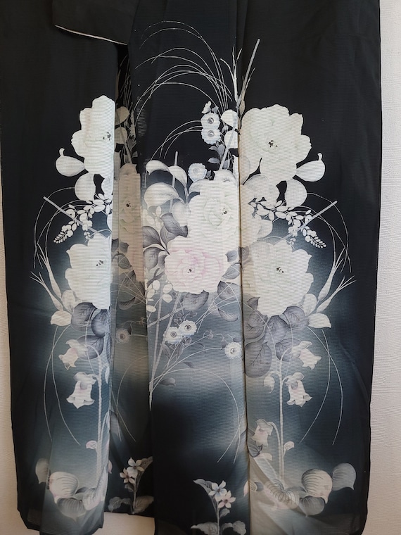 Antique Japanese Silk KIMONO Robe ,For Summer, Go… - image 6