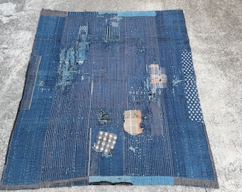 Vintage Japanese indigo dye  cotton  BORO,173cm×155cm,Free Shipping 6