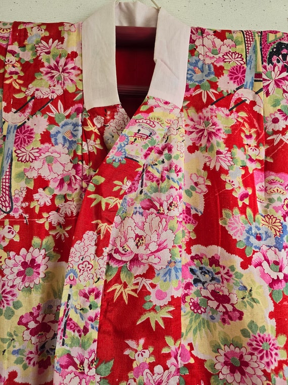 Antique Japanese Silk KIMONO Robe , Gown, Dressin… - image 8
