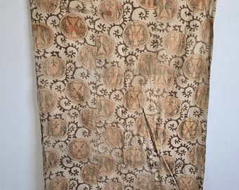 Super Rare, 1890s Japanese Kimono Fabric, KATAZOME, Sarasa Dyed Textiles, 170cm x 95cm, Free Shipping, Mido