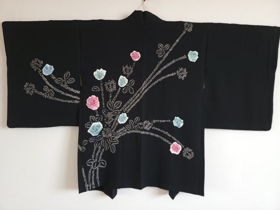 Black silk kimono jacket hotsell