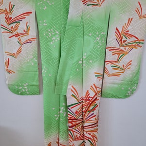 Japanese Silk KIMONO Robe, Furisode, KIMONO Dress, Wedding KIMONO.