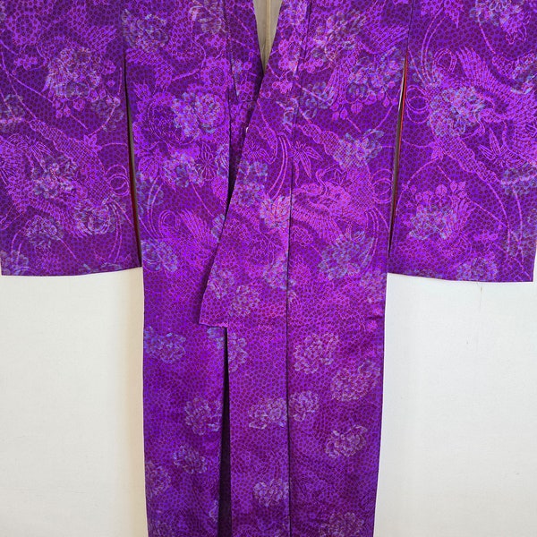 Antique Japanese Silk Kimono Robe, Gown, Dressing, Lingerie, Nightwear, Traditional Dress, Free Shipping 17