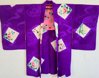 Antique Japanese Silk KIMONO Robe , Haori,Gown, Dressing,Lingerie, Nightwear,Traditional Dress,Free Shipping　17