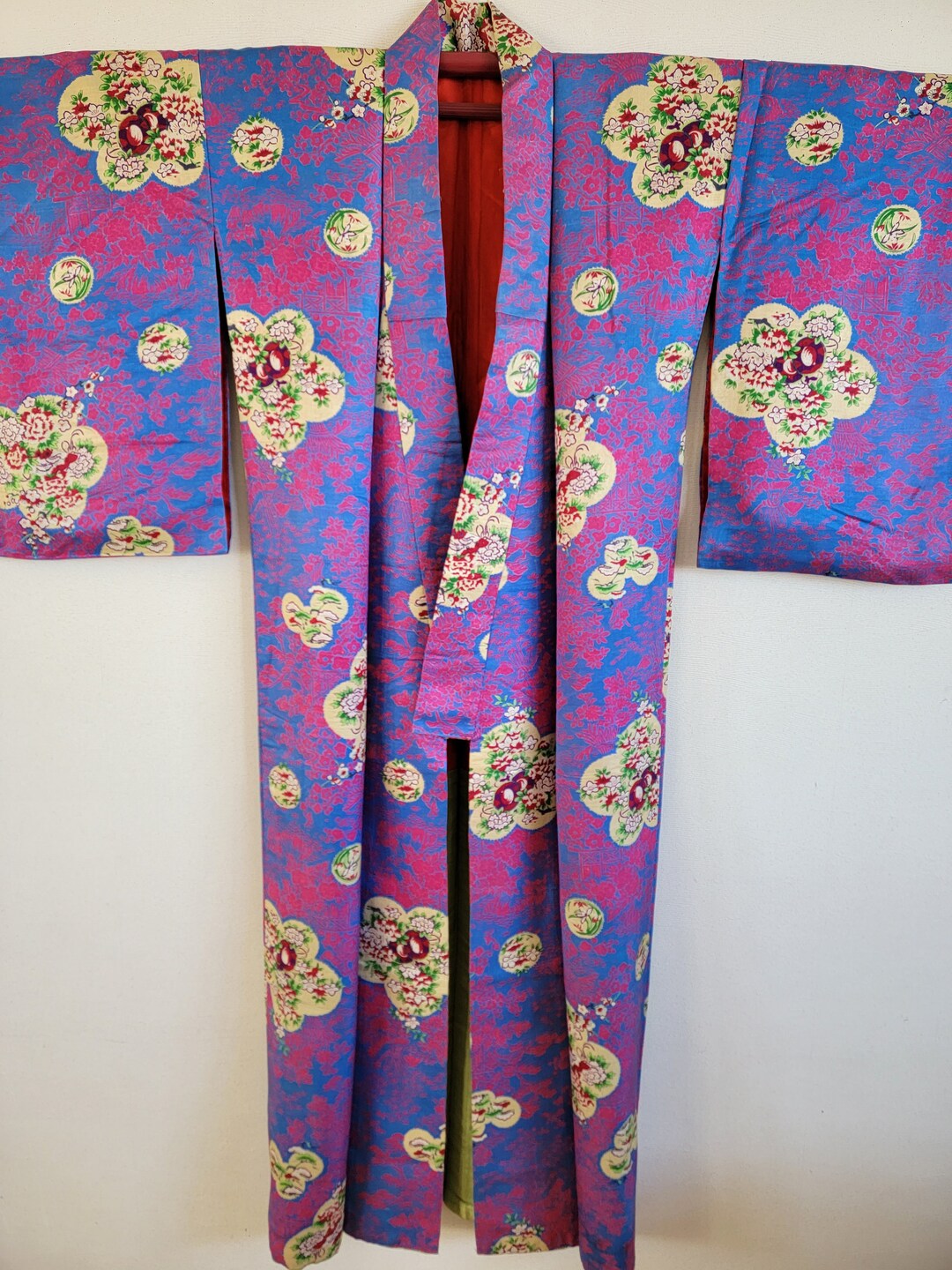 Antique Japanese Silk Kimono Robe, Gown, Dressing, Lingerie, Nightwear