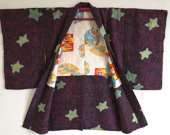 Antique Japanese Silk KIMONO Robe, Haori, Gown, Dressing, Lingerie, Nightwear, Traditional Dress, Free Shipping　19