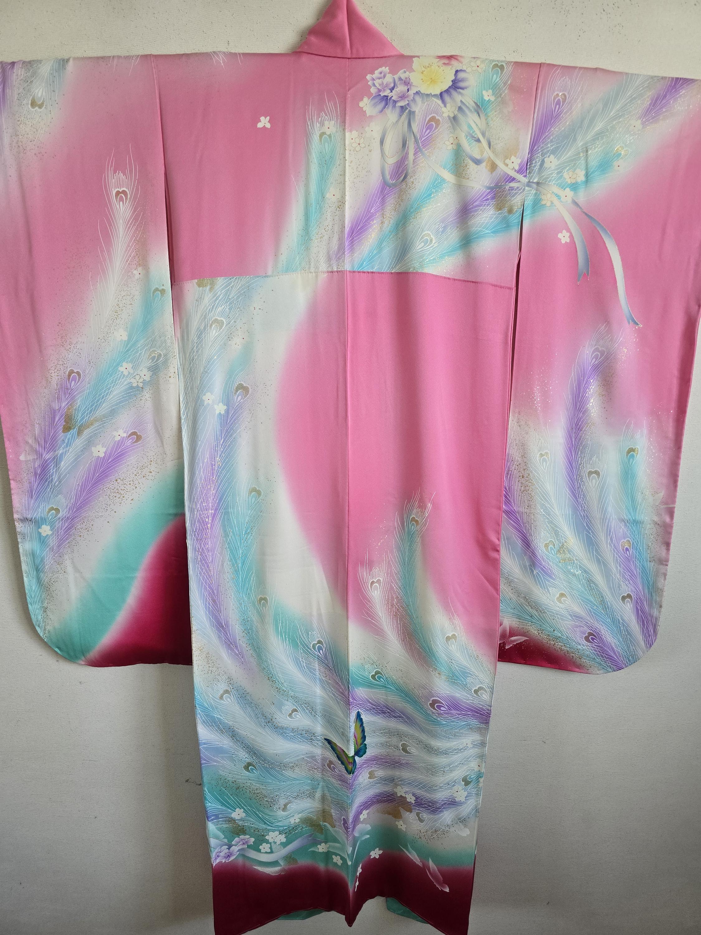 Author's work,Japanese Silk KIMONO Robe,Furisode,KIMONO Dress,Wedding KIMONO. 127