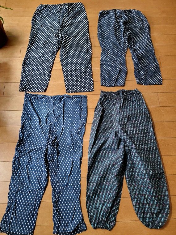 Set of 4,Japanese  Vintage KASURI MONPE  ,NORAGI,F