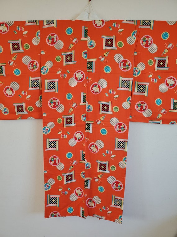 Antique Japanese Child's Cotton KIMONO Robe juban