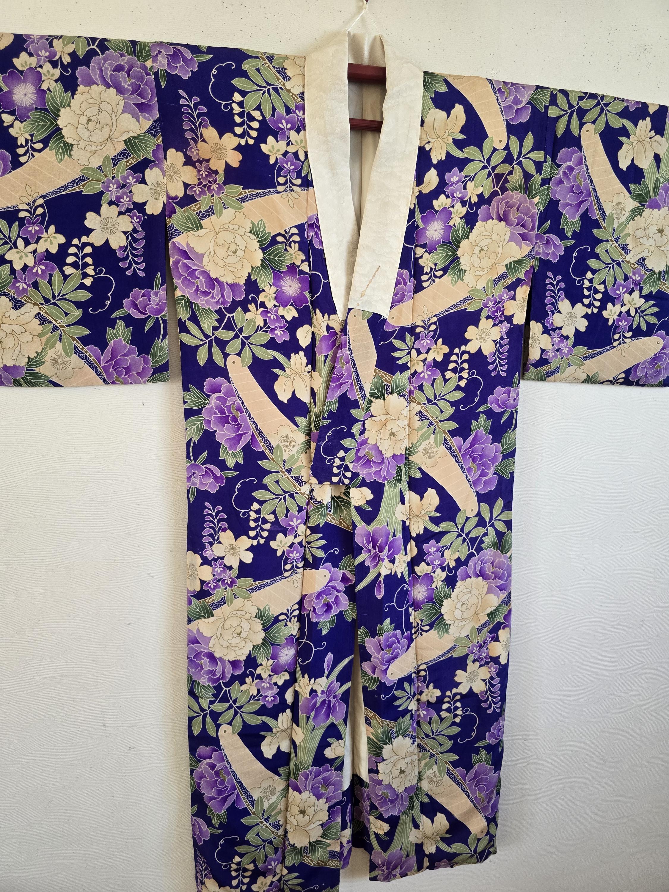1910s, Japanese Silk Kimono Kinsha Juban, Kinsha Juban, Gown