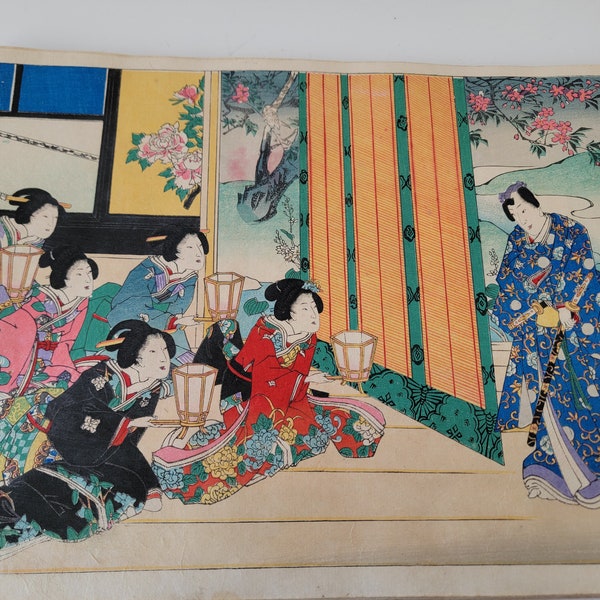 54 pieces set, Genuine Ukiyo-e woodblock print,Toyokuni Utagawa,Toyokuni Utagawa,The Tale of Genji 54 chapters