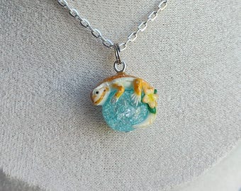 Little bearded dragon charm on a glasball / OOAK Charm/ handmade jewelry