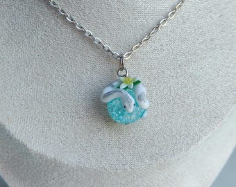 Little albino ballpython charm on a glasball / OOAK Charm/ handmade jewelry