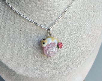 Little hamser charm on a glasball / OOAK Charm/ handmade jewelry