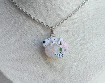 Little pink leopard gecko charm on a glasball / OOAK Charm/ handmade jewelry