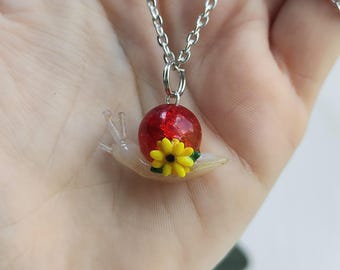 Little snail charm on a glasball / OOAK Charm/ handmade jewelry