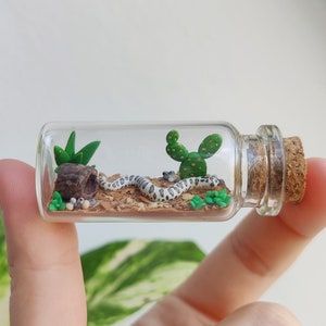 cute hognose snake in a glass-bottle / unique miniature figure/ handmade artwork / different colours