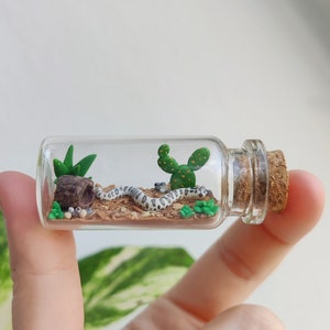 cute hognose snake in a glass-bottle / unique miniature figure/ handmade artwork / different colours