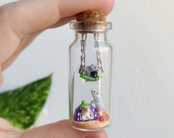 four little rats in a glass-bottle / unique miniature figure/ handmade artwork / customizable