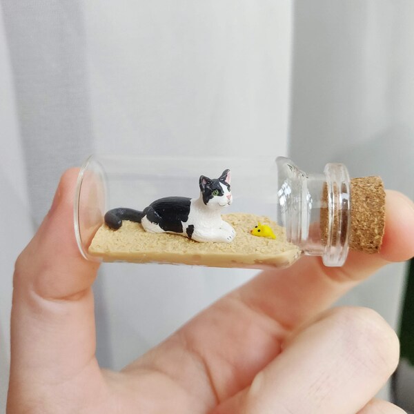 template for custom cat in a glass-bottle / unique miniature figure/ handmade artwork