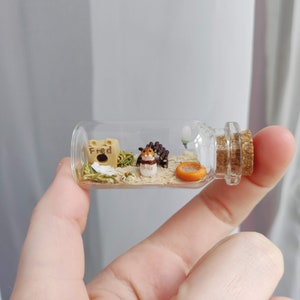 Picture of Cute Hamster Habitat in a Glass-bottle / Unique Miniature Figure ...