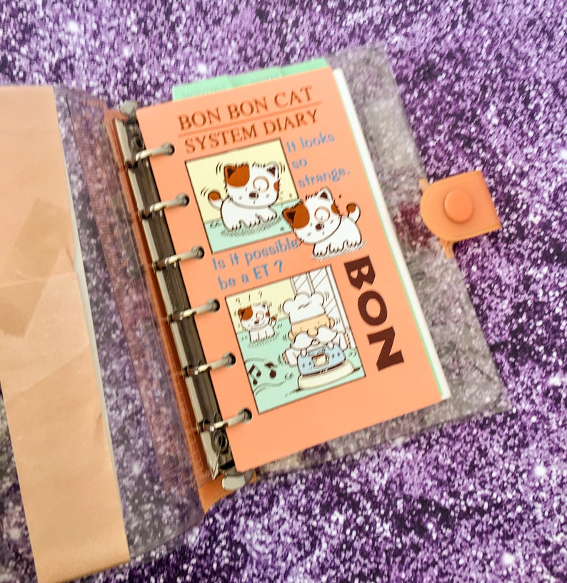 Bon Bon Cat Schedule Book Planner Peach Color Binder Calendar Monthly Weekly Notes Address Memo Notes Vintage bonbon image 3